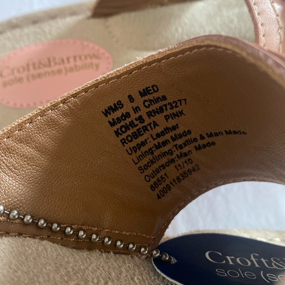 Croft and Barrow Roberta Pink Leather Flower Thong Sandals, Size 8 Med, NWT - Picture 7 of 9